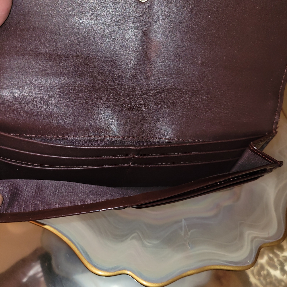 3 Piece Set Coach Signature Oxblood Margot Bag Crossover & 2 Matching Wallets - Picture 15 of 17